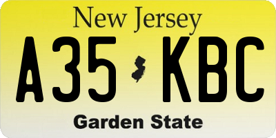 NJ license plate A35KBC