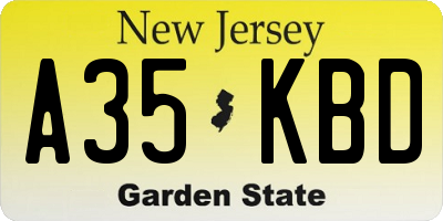 NJ license plate A35KBD