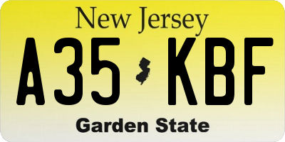 NJ license plate A35KBF