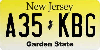NJ license plate A35KBG