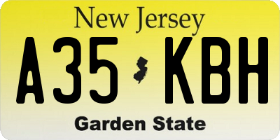 NJ license plate A35KBH