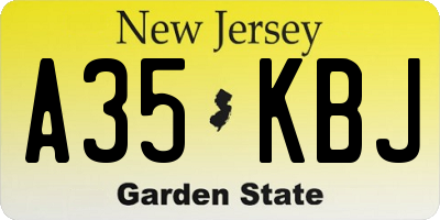 NJ license plate A35KBJ