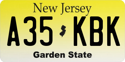 NJ license plate A35KBK