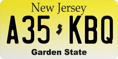 NJ license plate A35KBQ