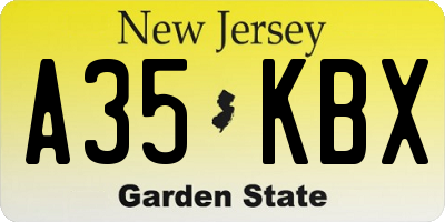 NJ license plate A35KBX