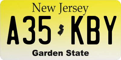 NJ license plate A35KBY