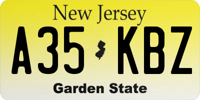 NJ license plate A35KBZ