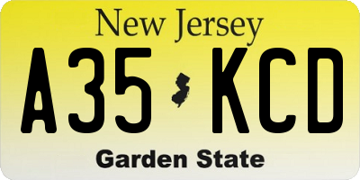 NJ license plate A35KCD