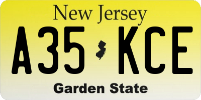 NJ license plate A35KCE