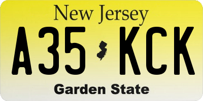 NJ license plate A35KCK