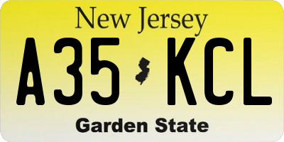 NJ license plate A35KCL