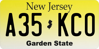 NJ license plate A35KCO