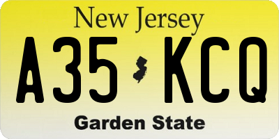 NJ license plate A35KCQ