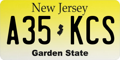NJ license plate A35KCS