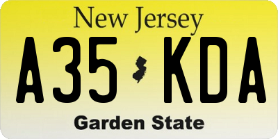NJ license plate A35KDA