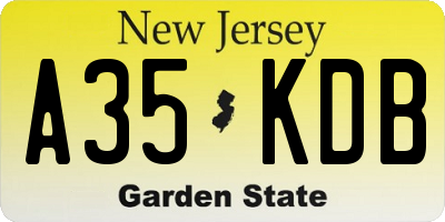 NJ license plate A35KDB