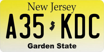 NJ license plate A35KDC