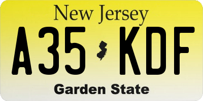 NJ license plate A35KDF