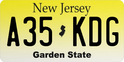 NJ license plate A35KDG