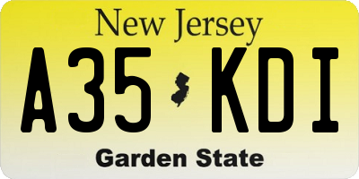 NJ license plate A35KDI