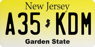 NJ license plate A35KDM