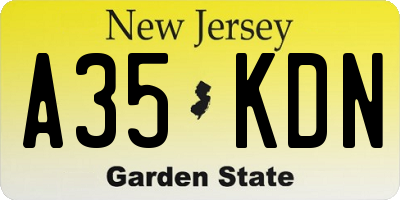 NJ license plate A35KDN
