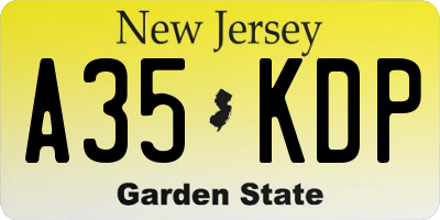 NJ license plate A35KDP