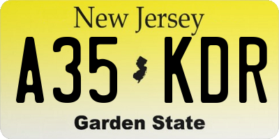 NJ license plate A35KDR