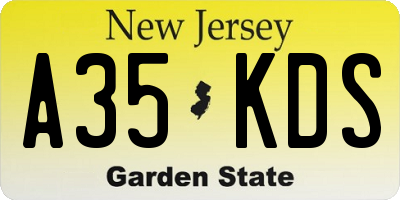 NJ license plate A35KDS