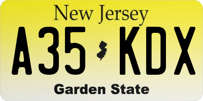 NJ license plate A35KDX