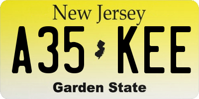 NJ license plate A35KEE