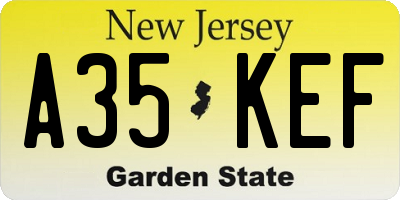 NJ license plate A35KEF