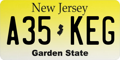 NJ license plate A35KEG