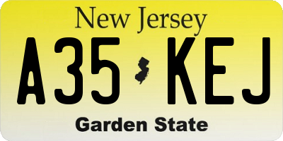 NJ license plate A35KEJ