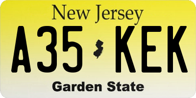 NJ license plate A35KEK