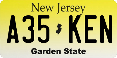 NJ license plate A35KEN