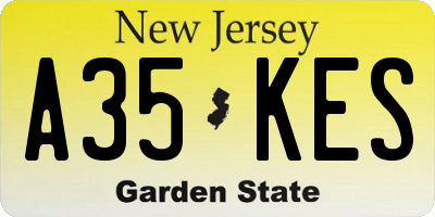 NJ license plate A35KES
