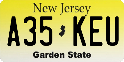 NJ license plate A35KEU