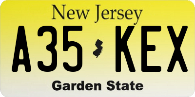 NJ license plate A35KEX