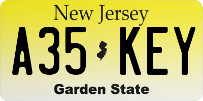 NJ license plate A35KEY
