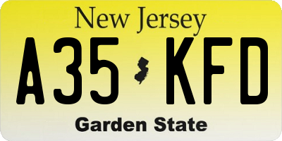 NJ license plate A35KFD