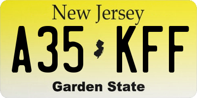 NJ license plate A35KFF