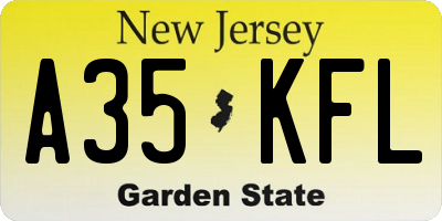 NJ license plate A35KFL