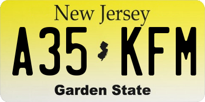 NJ license plate A35KFM