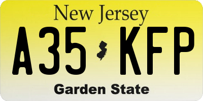 NJ license plate A35KFP