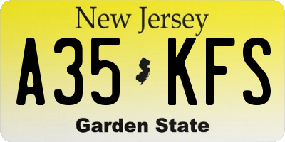 NJ license plate A35KFS
