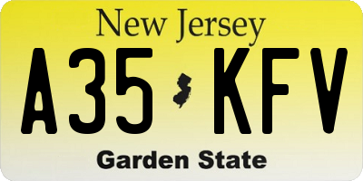 NJ license plate A35KFV