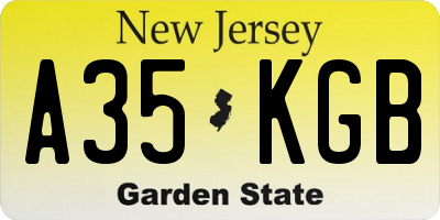 NJ license plate A35KGB
