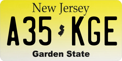 NJ license plate A35KGE