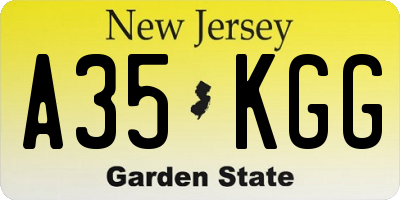 NJ license plate A35KGG